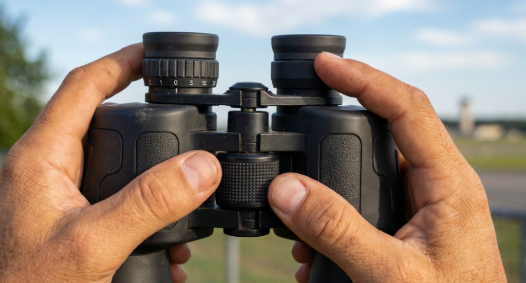 Binoculars for plane watching